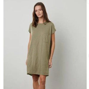 NWT, VELVET by GRAHAM & SPENCER Annie Cotton Slub T-Shirt Dress, Size M, Axe